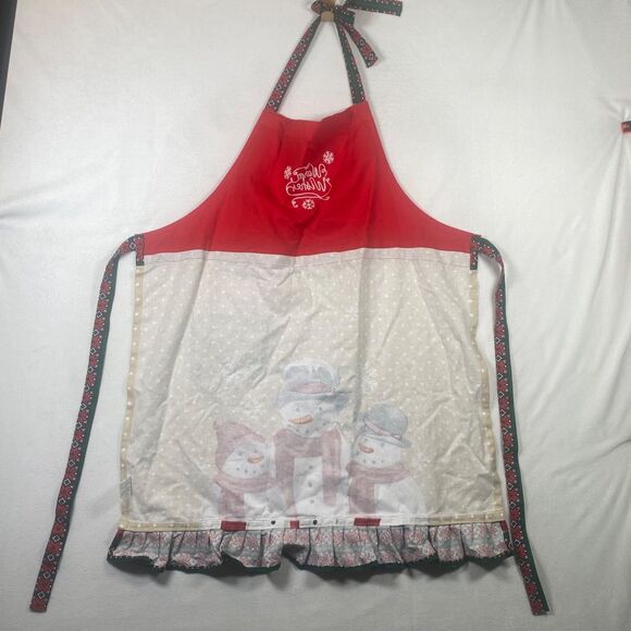 St. Nicholas Square Christmas Apron – Snowman Print – 100% Cotton - Picture 2 of 9